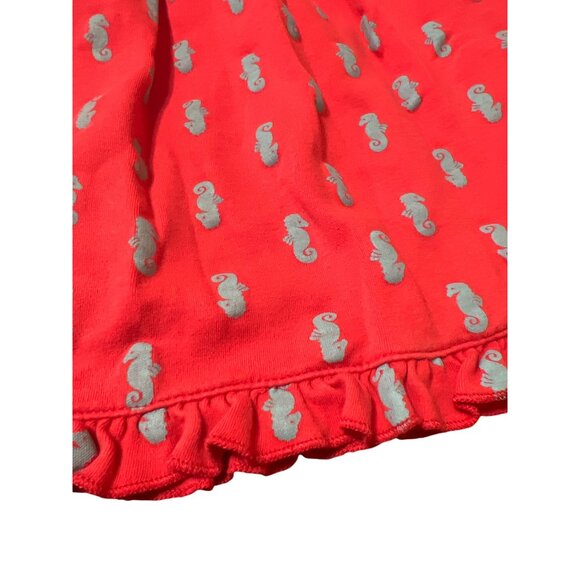 Luigi Kids Sleeveless Knit Dress Red Blue Seahorses Ruffle Size 4 - Picture 2 of 5